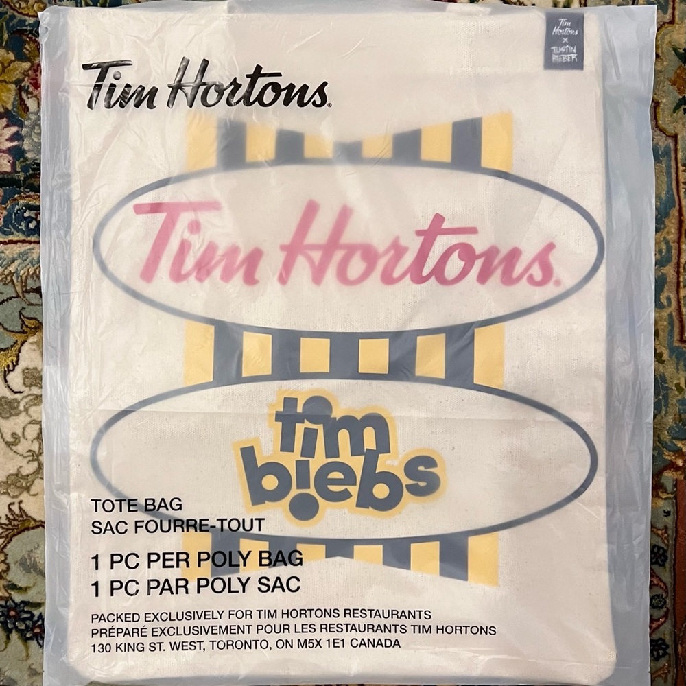 TIM BIEBS | JUSTIN BIEBER x TIM HORTONS | Canvas Tote Bag | Bieber Balls Bag